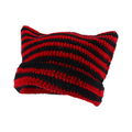 y2k cat ear beanie - black and red
