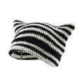 y2k cat ear beanie - black and white