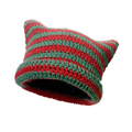 y2k cat ear beanie - green and red