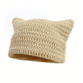 y2k cat ear beanie - oatmeal