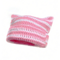y2k cat ear beanie - pink and white